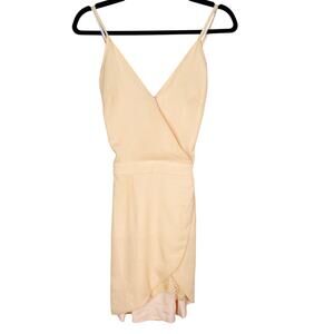 New Revolve Lovers + Friends XSmall XS Peach Orange Faux Wrap Dress with Lace